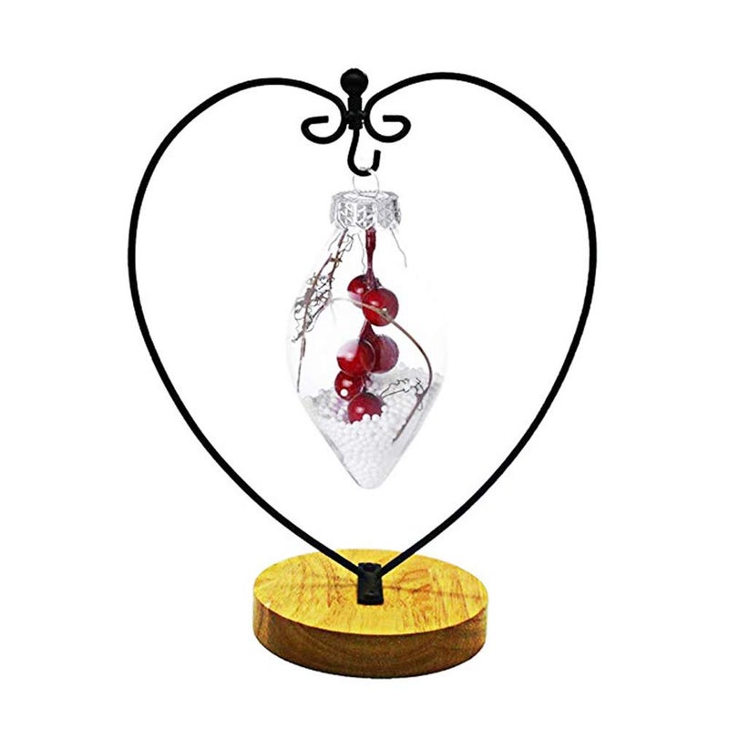 WAJJ Ornament Display Stand for Hanging Glass Terrarium Wood Base Creative Decoration for Home Garden Wedding Party Festival (Heart) - Image 2